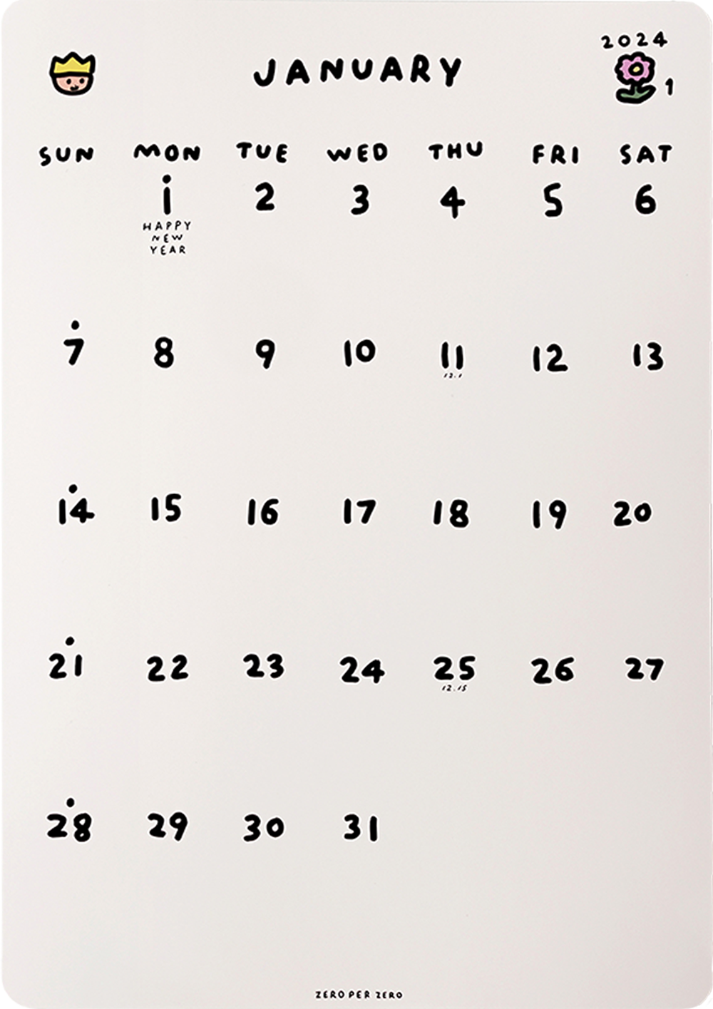 [3차 입고] Whiteboard Calendar 2024 · 제로퍼제로